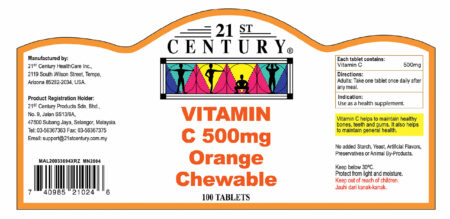 Bundle Deal! 21st Century Vitamin C 500 - Orange Chewable (100's + 100's)