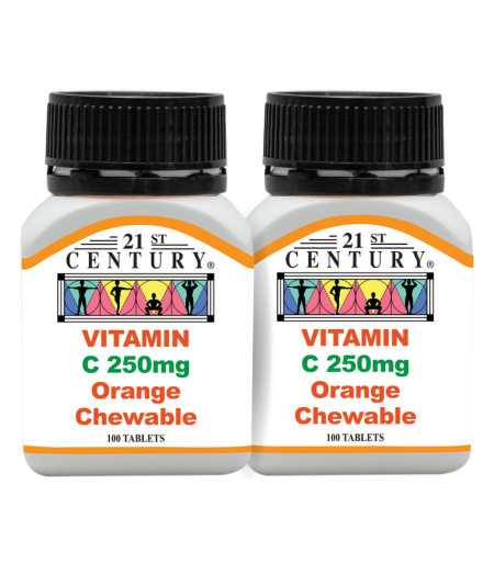 Bundle Deal! 21st Century Vitamin C 250 - Orange Chewable (100's + 100's)