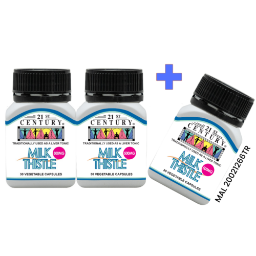 Buy 2 Free 1! 21st Century Milk Thistle 500mg - 30's + 30's + 30's