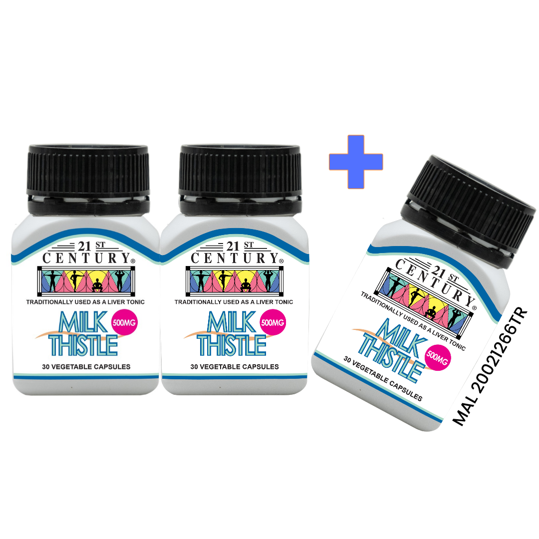 Buy 2 Free 1! 21st Century Milk Thistle 500mg - 30's + 30's + 30's
